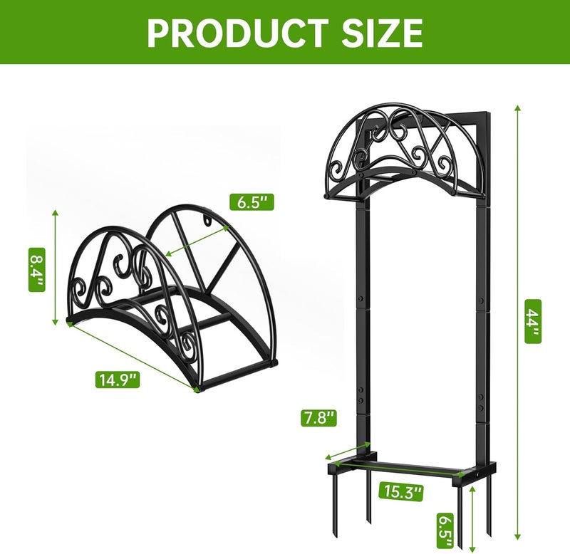 GREENER Garden Hose Holder Detachable Water Hose Holder Freestanding Heavy Duty Metal Hose Hanger Holds 150-feet Hose,Outdoor Hose Holder Storage For Outside Yard Lawn,Black - Image 2